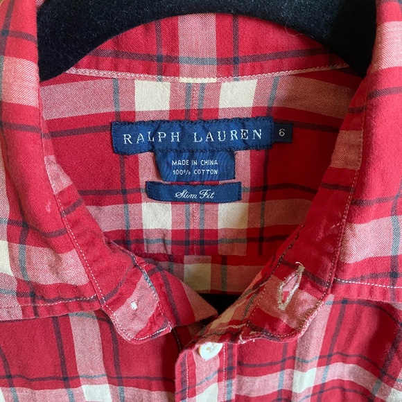 RALPH LAUREN Button Down Ref Plaid Slim fit Casual Shirt Women's Size 6 - Picture 3 of 7